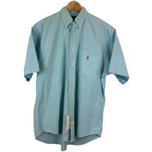 Ralph Lauren Big Shirt Men's Size M Blue Oxford‎ Short Sleeve Colorful Pony *SEE